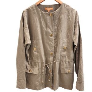 Ellen Tracy Utility Top Womens Size XL Olive Green Layering Lagenlook